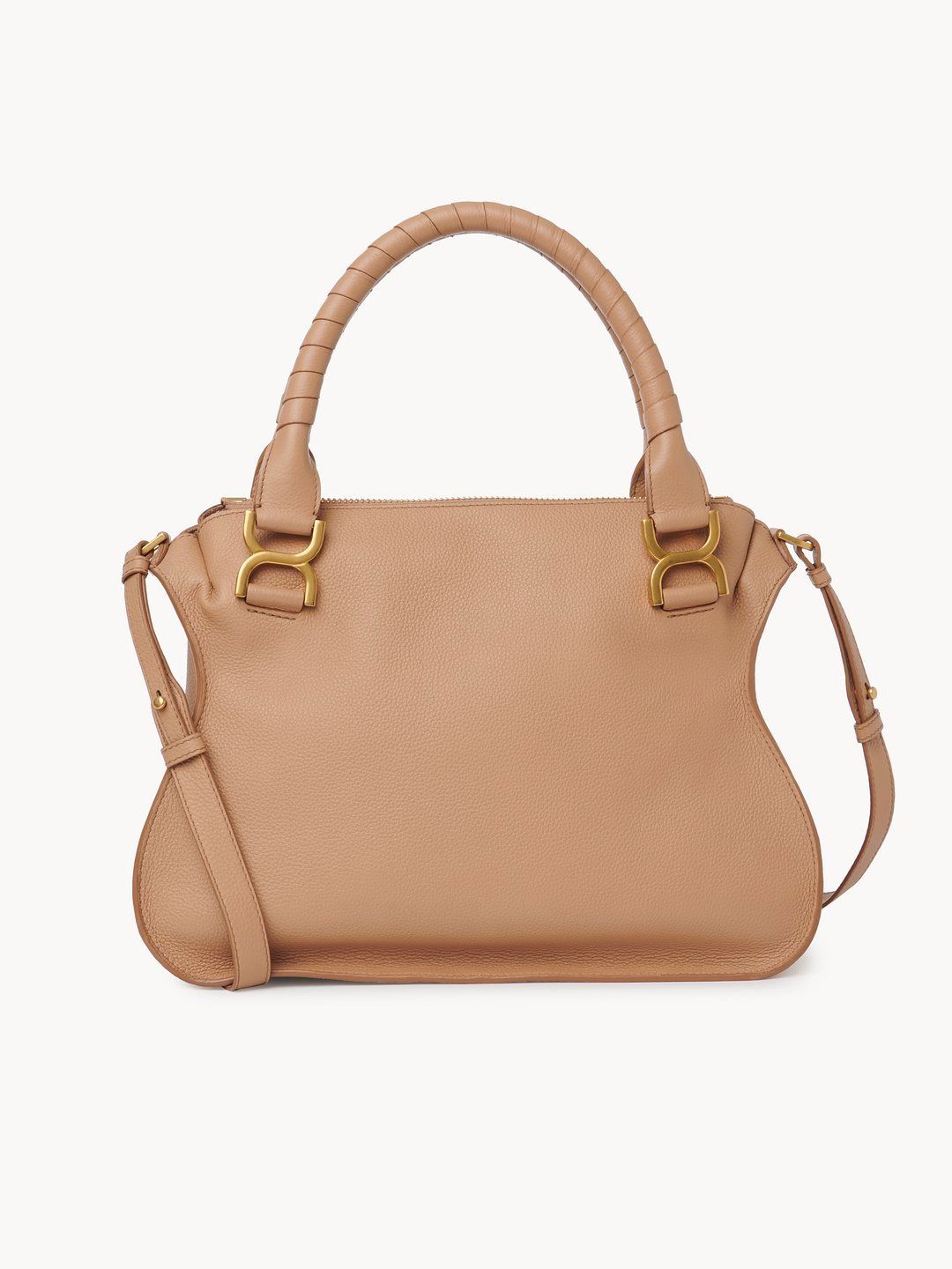 Light Tan Leather Double Carry Handbag for Women - SS24 Collection