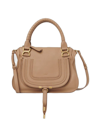 Light Tan Leather Double Carry Handbag for Women - SS24 Collection