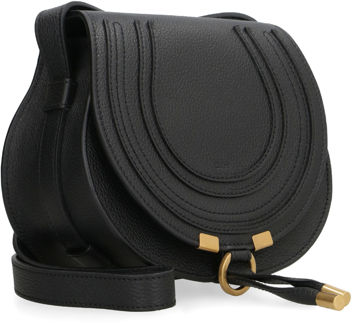 CHLOÉ Pebbled Leather Saddle Handbag - 18 cm