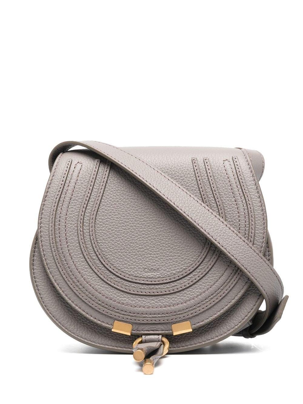 CHLOÉ Women's Elephant Grey Leather Small Saddle Shoulder Bag Fall/Winter 2023