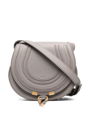 CHLOÉ Women's Elephant Grey Leather Small Saddle Shoulder Bag Fall/Winter 2023