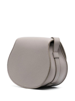 CHLOÉ Women's Elephant Grey Leather Small Saddle Shoulder Bag Fall/Winter 2023