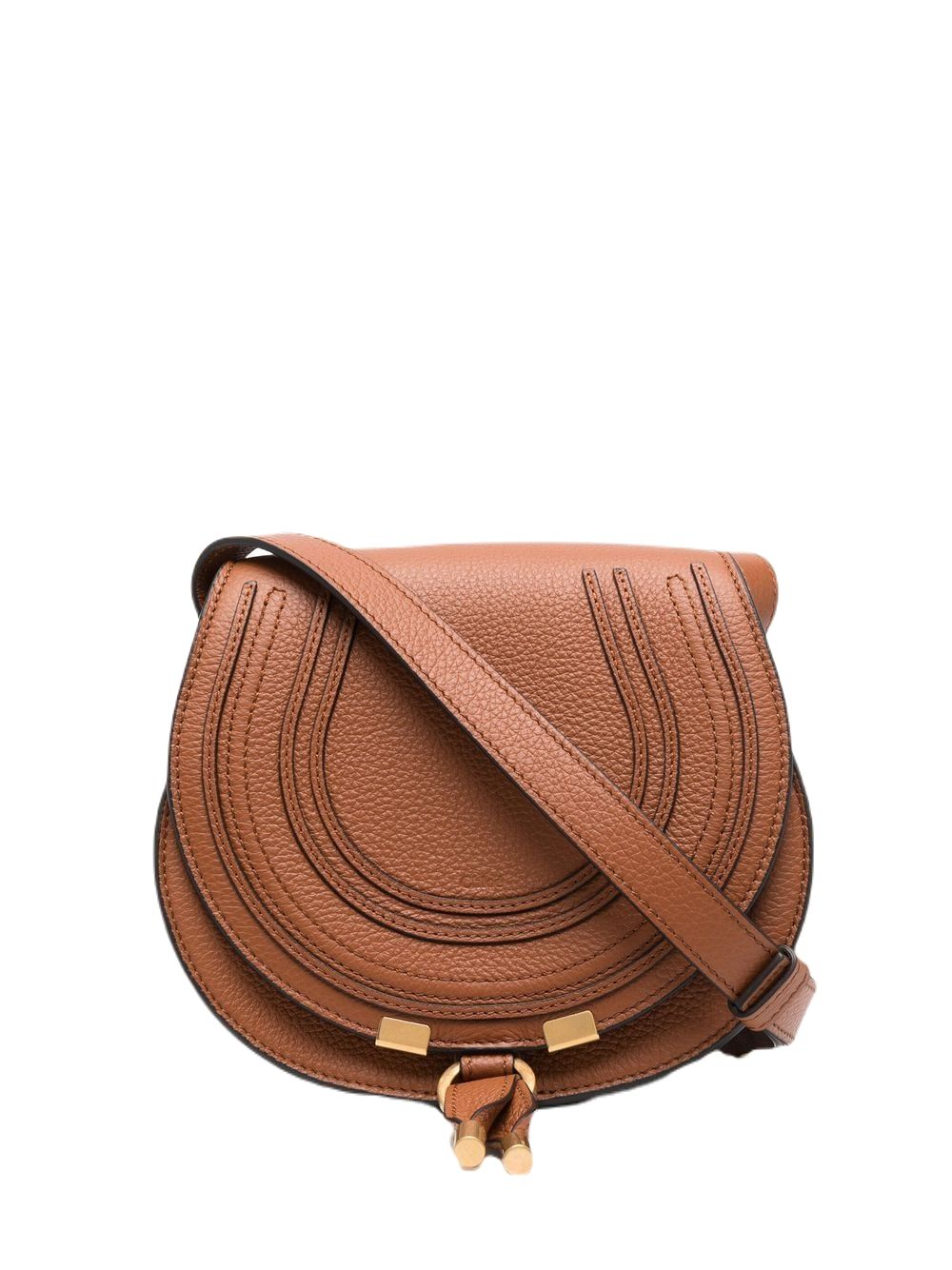CHLOÉ Women’s Beige Genuine Leather Mini Saddle Crossbody Bag SS24