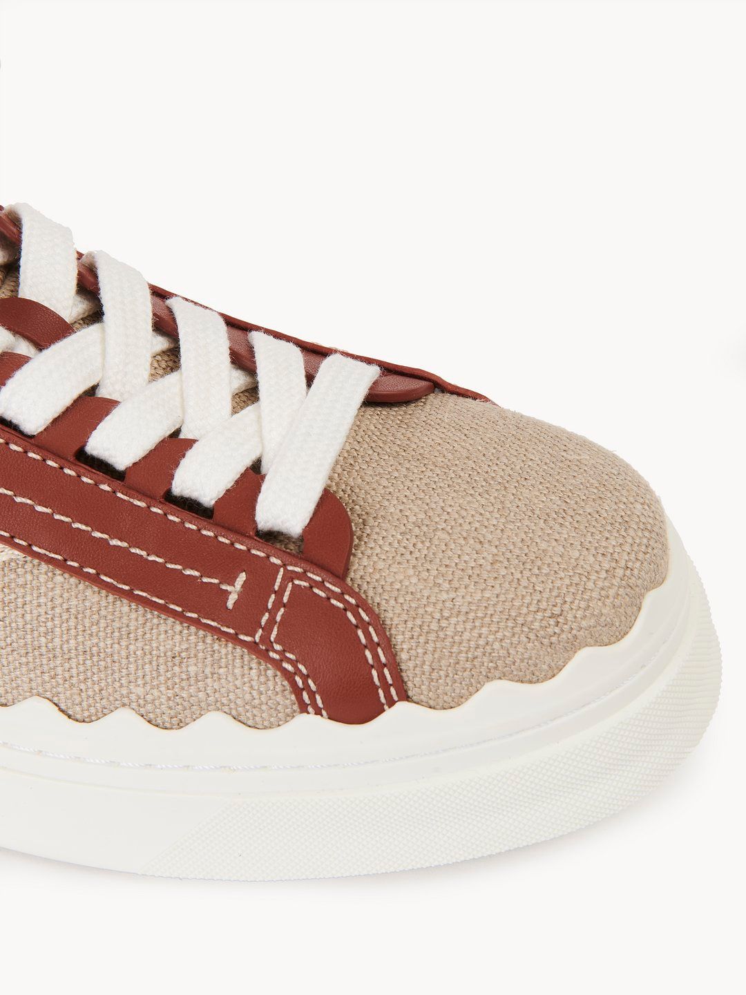 CHLOÉ Lauren Linen and Leather Sneakers