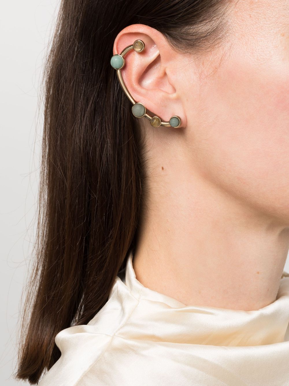 Women's Gold Zodiac Ear Cuff with Precious Stone Details