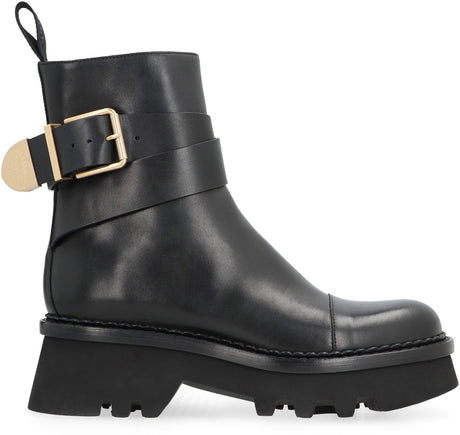 CHLOÉ Adjustable Leather Ankle Boots with Side Zip Closure for Women