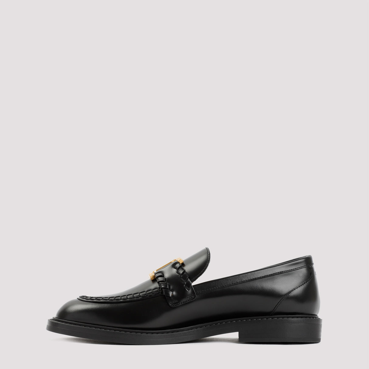 女士黑色马蹄铁船鞋-100％皮革，2.5厘米高跟鞋，FW23