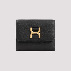 Black Trifold Wallet for Women - Small Leather Goods