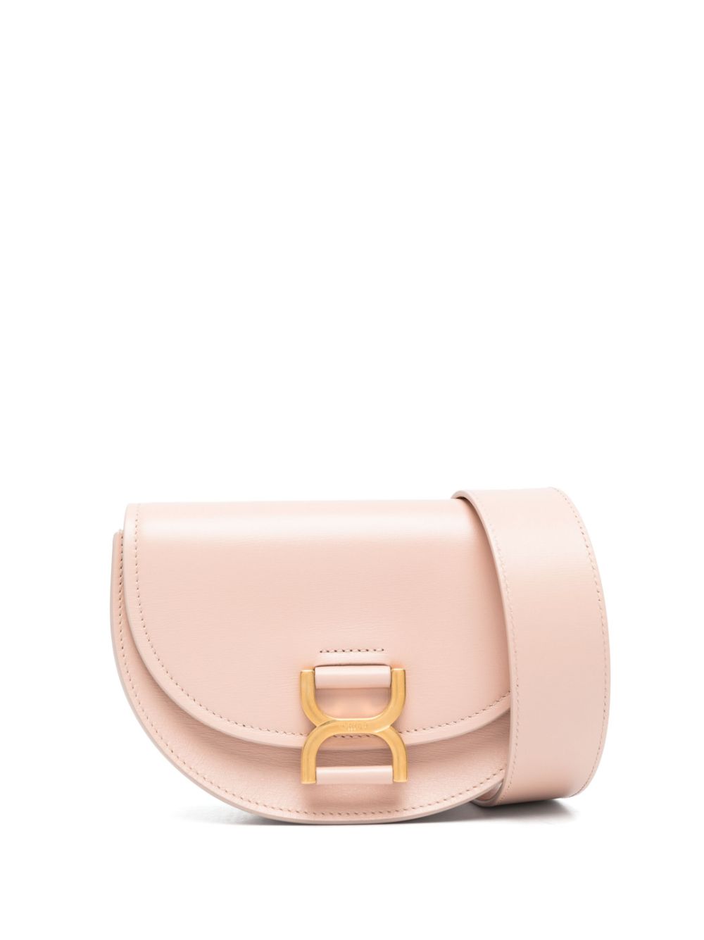 CHLOÉ Mini Marcie Tan Leather Crossbody Shoulder Bag with Gold-Tone Details