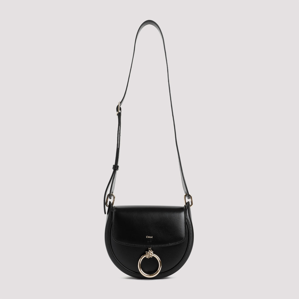 Leather Shoulder Handbag with Magnetic Closure and Metal Detailing