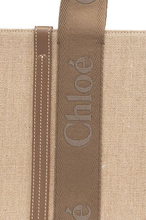 CHLOÉ Woody Medium Canvas & Leather Tote Bag