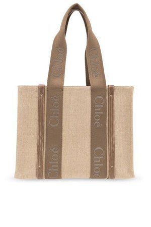 CHLOÉ Woody Medium Canvas & Leather Tote Bag