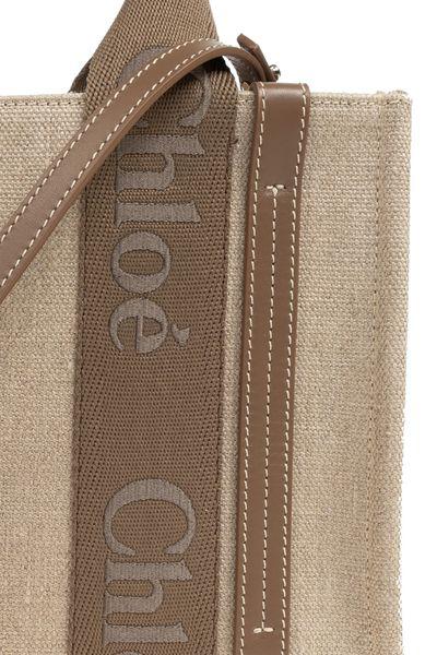 CHLOÉ Woody Small Canvas & Leather Tote Handbag