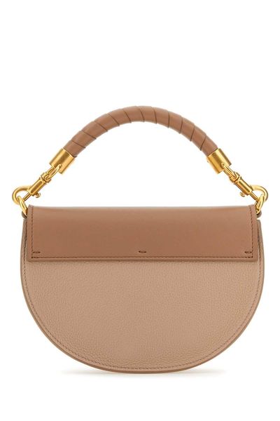 CHLOÉ Black Leather Shoulder Bag with Magnetic Closure and Gold-Tone Hardware