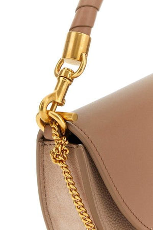 CHLOÉ Black Leather Shoulder Bag with Magnetic Closure and Gold-Tone Hardware