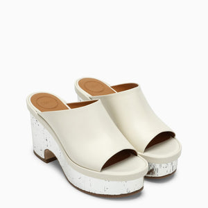 Sandals for Women with High Wedges, White Silver