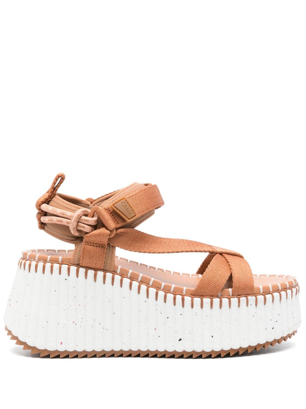 CHLOÉ Elegant Wedge Sandals with Whipstitch Detail - 85mm Platform