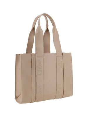 CHLOÉ Women's Medium Woody Caramel Leather Tote Bag