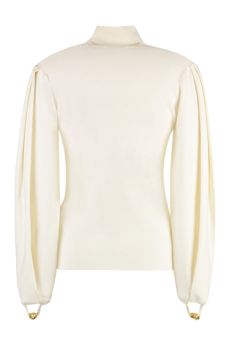 CHLOÉ Sophisticated Turtleneck Sweater for Women - Open-Sleeves, Embellished Applique, Ribbed Collar, FW23