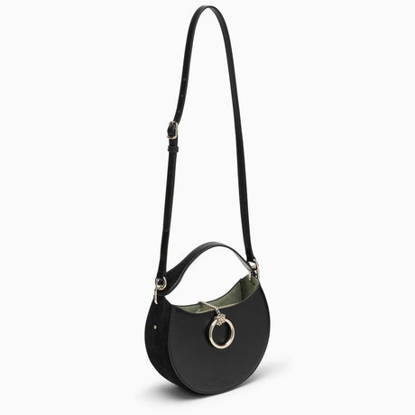 CHLOÉ Arlène Small Black Grain Leather Crossbody Hobo Bag with Adjustable Strap and Silver-Tone Hardware