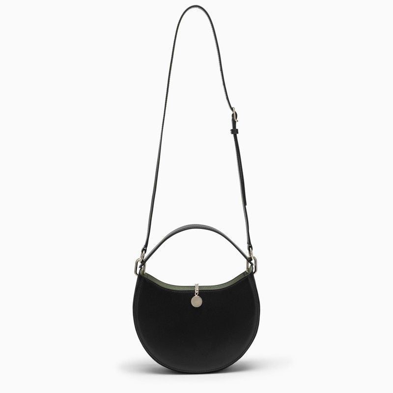 CHLOÉ Arlène Small Black Grain Leather Crossbody Hobo Bag with Adjustable Strap and Silver-Tone Hardware