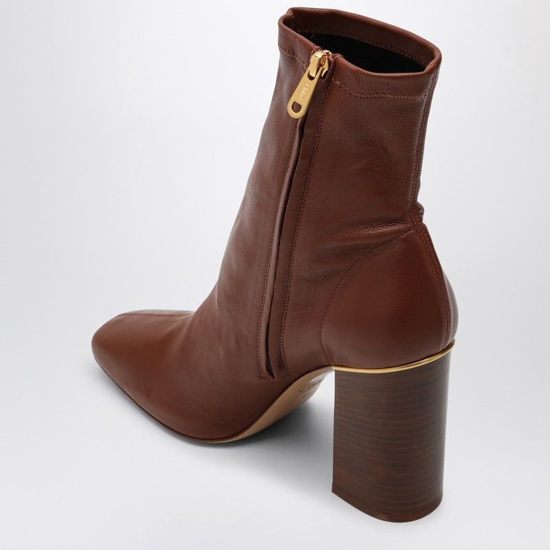 CHLOÉ Cognac-Colored Ambre Ankle Boots - Sophisticated Style for FW24