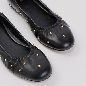 CHLOÉ Elegant Black Leather Ballerina Flats