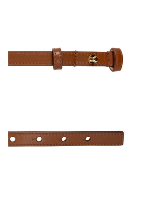 CHLOÉ Iconic Leather Belt with Brass Logo Buckle