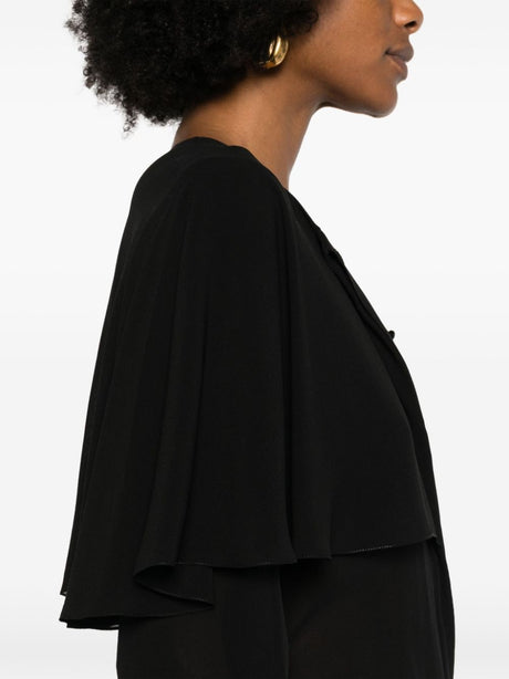 CHLOÉ Elegant Black Silk Georgette Shirt with Cape Detail