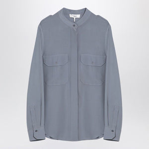 CHLOÉ Misty Blue Silk Button-Up Blouse