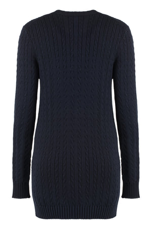 CHLOÉ Elegant Cable-Knit Cotton Mini Dress with Gold-Tone Buttons