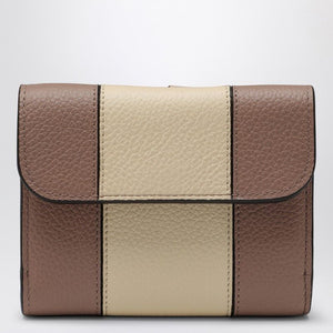 CHLOÉ Mini Trifold Leather Wallet in Blush and Beige