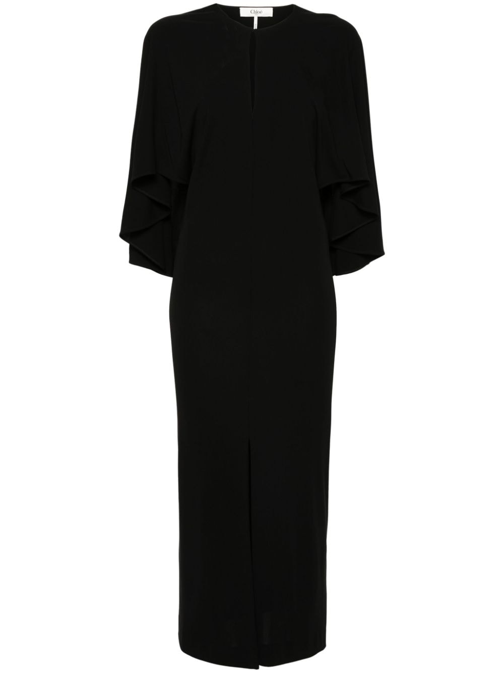 CHLOÉ Elegant Black Maxi Dress with Cape Design