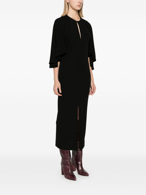 CHLOÉ Elegant Black Maxi Dress with Cape Design