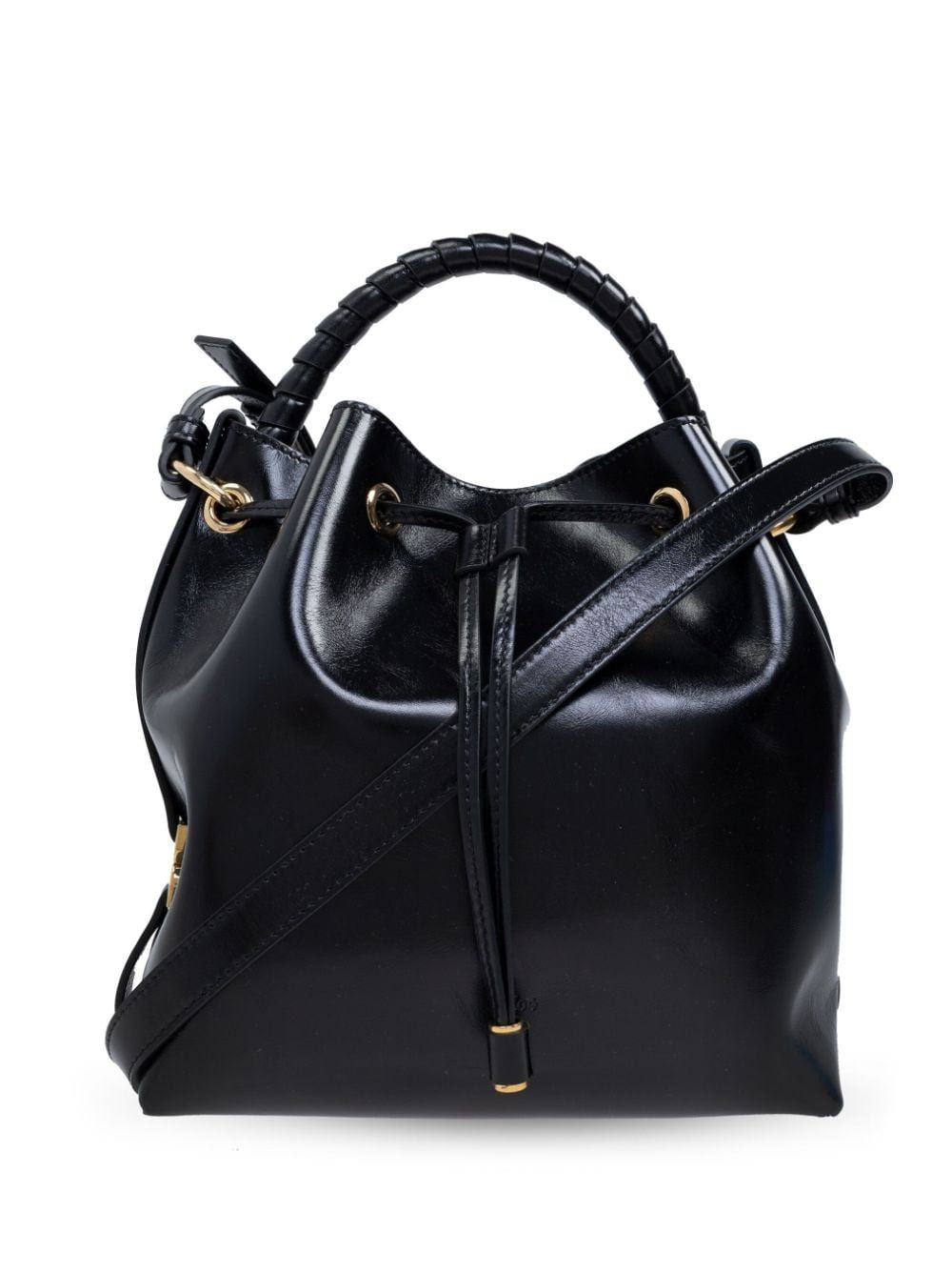 CHLOÉ Elegant Black Leather Mini Bucket Bag