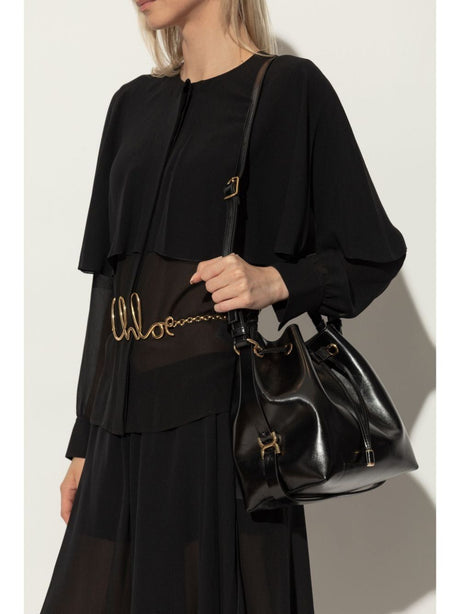 CHLOÉ Elegant Black Leather Mini Bucket Bag