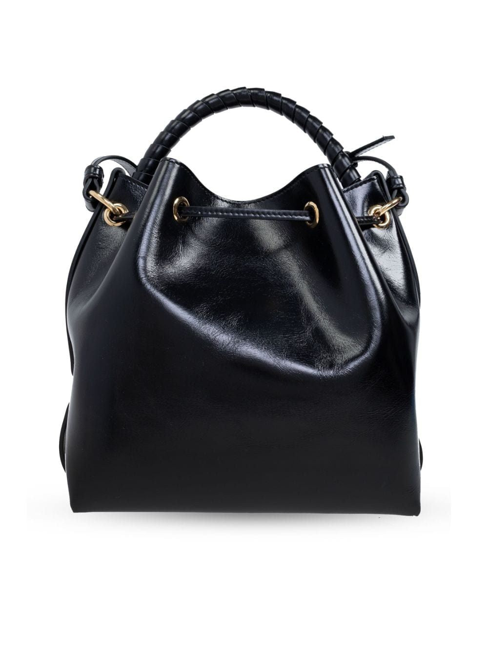 CHLOÉ Elegant Black Leather Mini Bucket Bag