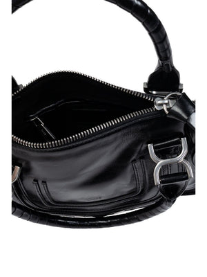 CHLOÉ Mini Black Crossbody Metallic Zip Logo Handbag