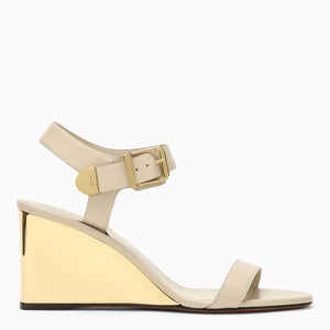 CHLOÉ Pearl-Coloured Leather High Sandal - SS24 Season