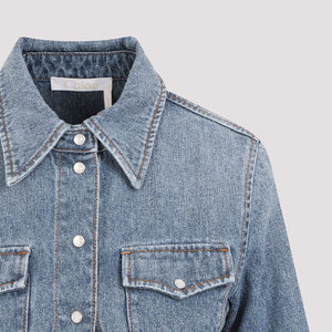 CHLOÉ Waisted Denim Shirt in Blue for Women - SS24 Collection