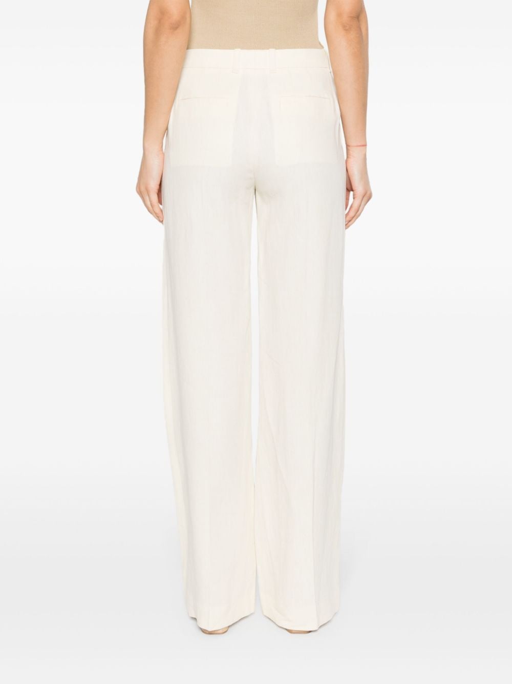 CHLOÉ Milk White Linen Flared Trousers - Women's Fashion SS24