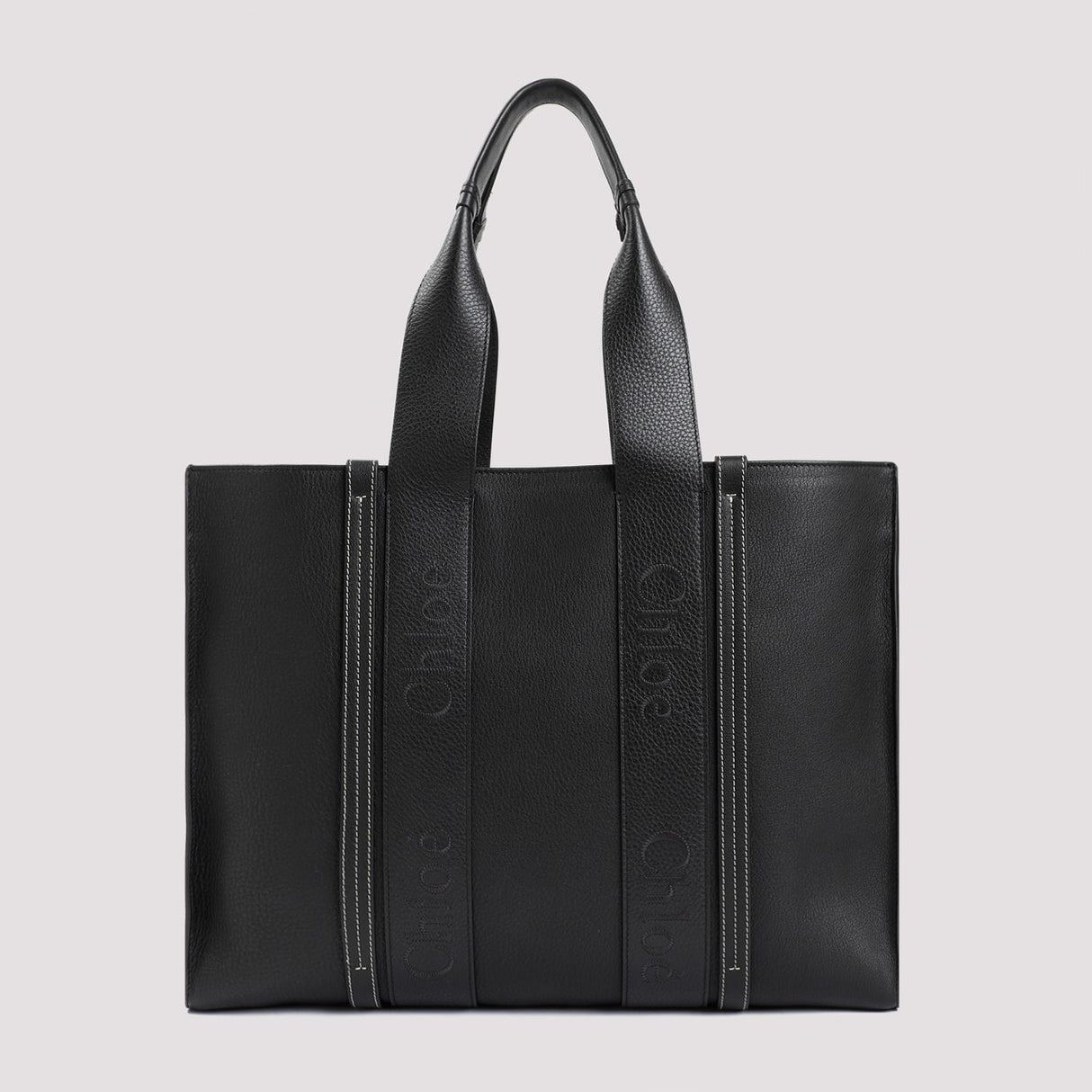 CHLOÉ Chic Black Logo-Print Tote Handbag for Women