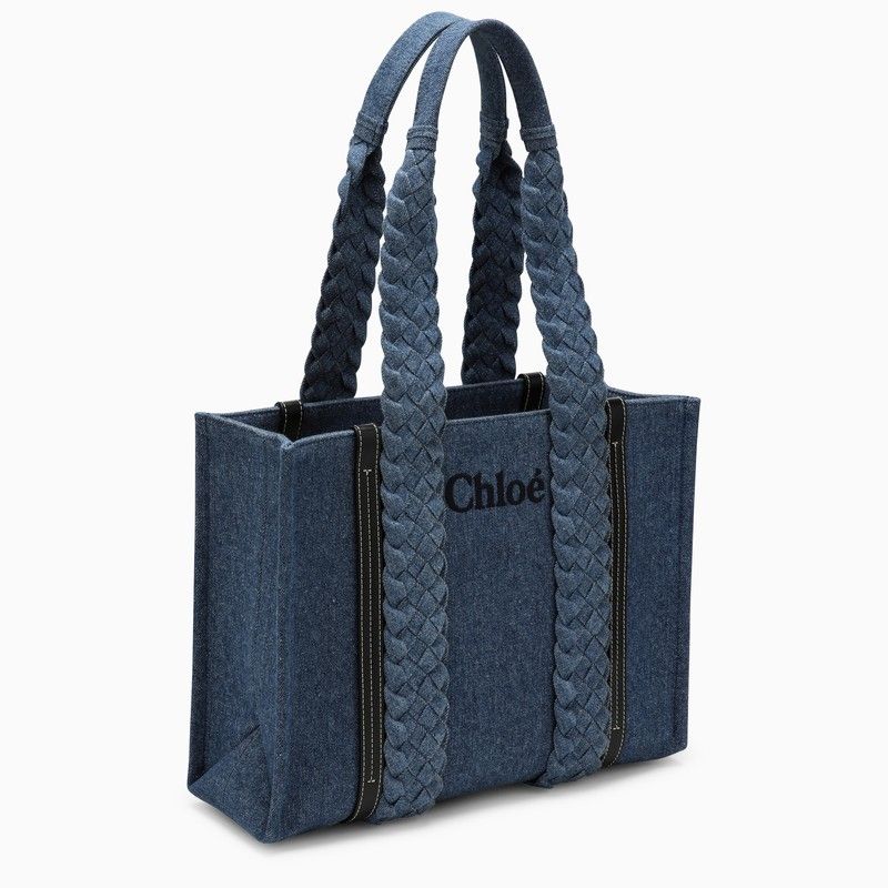 CHLOÉ Medium Woody Denim Tote Handbag