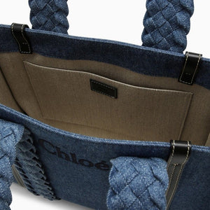 CHLOÉ Medium Woody Denim Tote Handbag