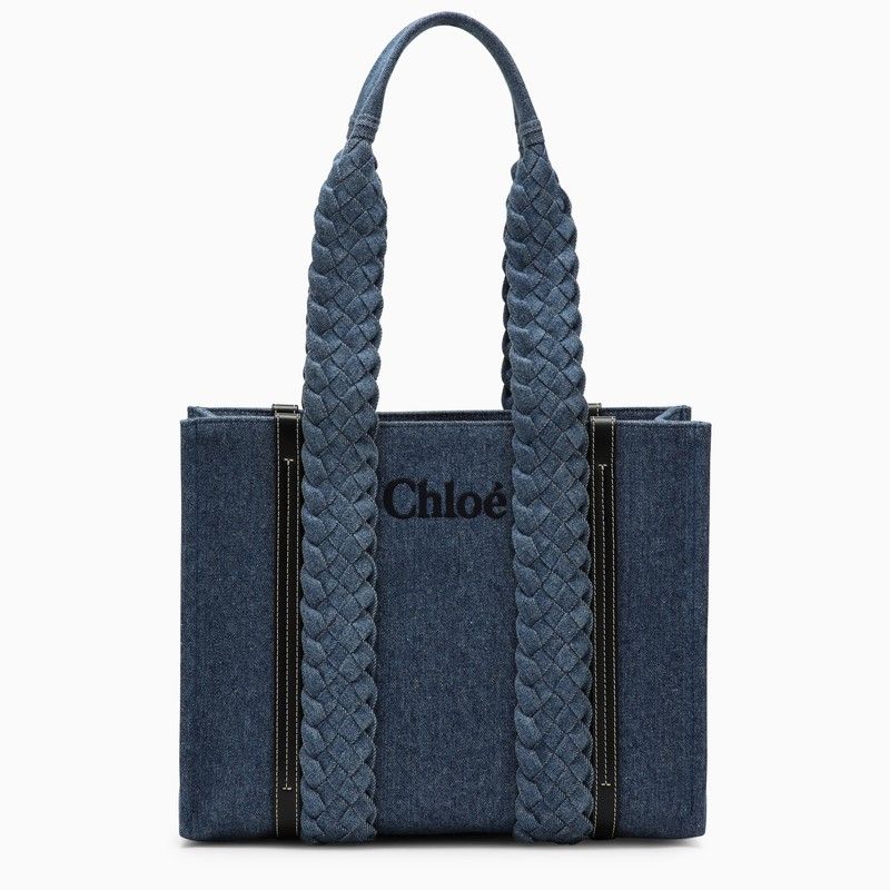 CHLOÉ Medium Woody Denim Tote Handbag