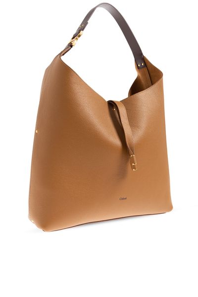 CHLOÉ Brown Grained Leather Hobo Handbag for Women
