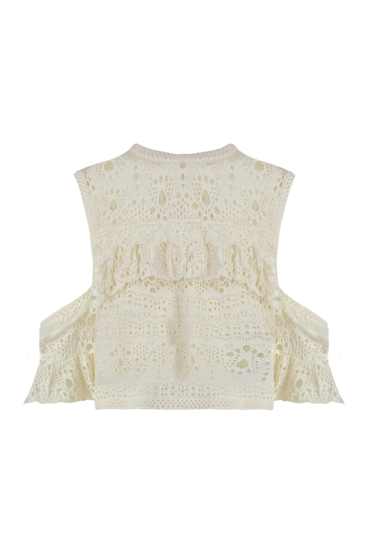 CHLOÉ Crochet Knit Top with Ruffles