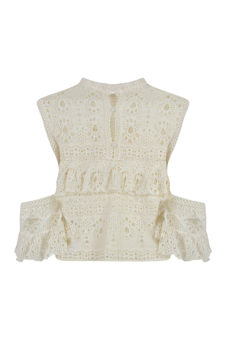 CHLOÉ Crochet Knit Top with Ruffles