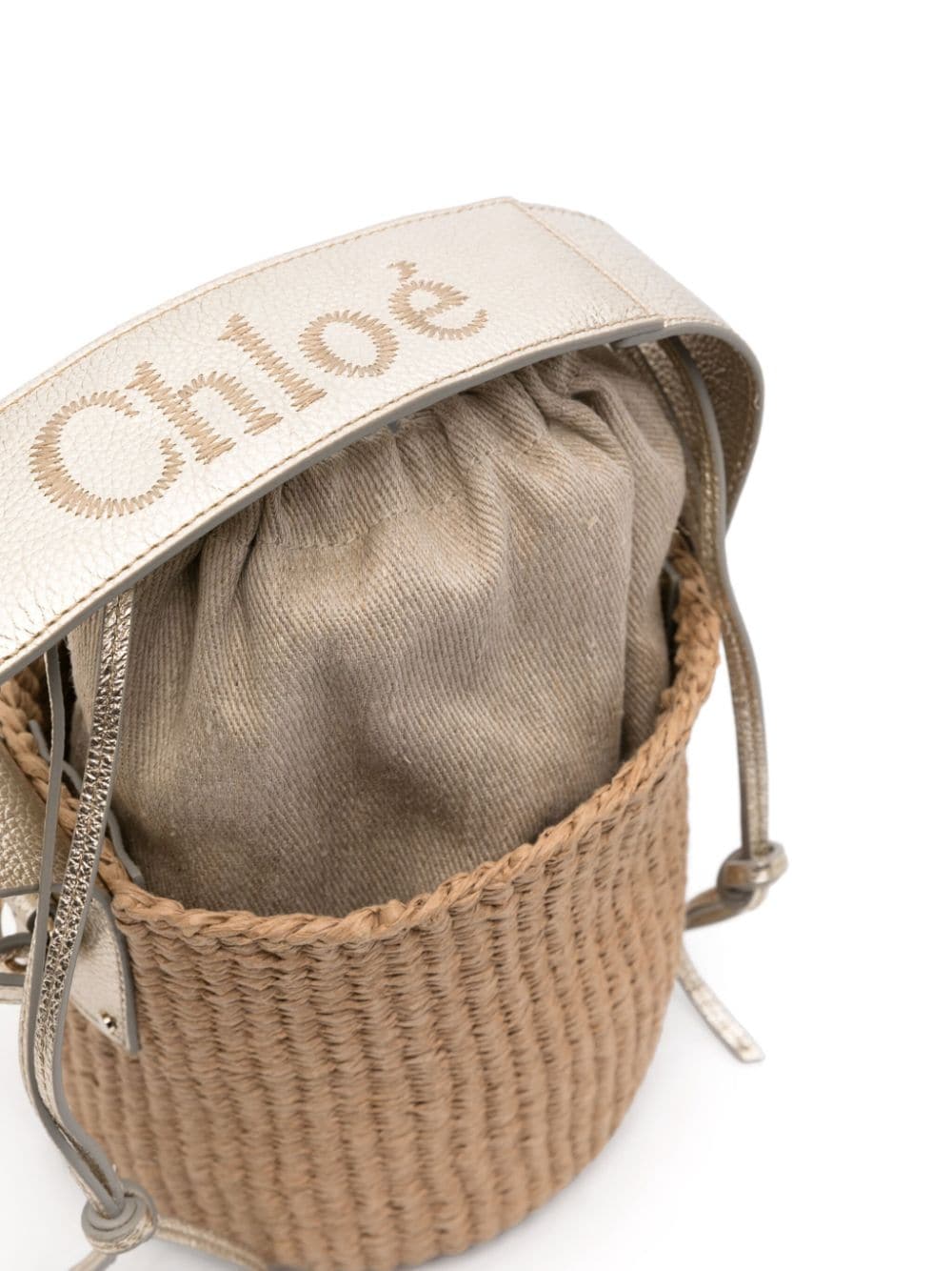 CHLOÉ Mini Raffia Bucket Handbag