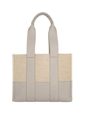 CHLOÉ Medium Woody Floral Grey Leather Tote Bag for Women